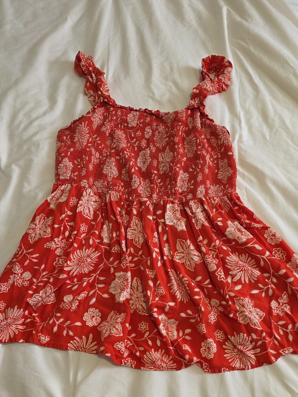 Sonoma Red Floral Smocked Summer Tunic